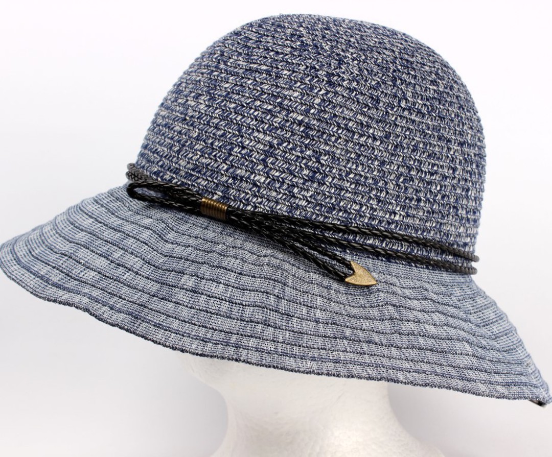 Packable braid hat w band navy Style: H/4234 image 0
